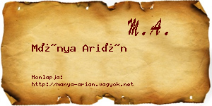 Mánya Arián névjegykártya